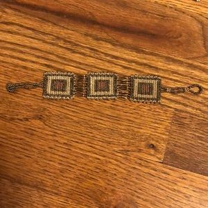 LAST CHANCE! Handmade brown/gold beaded bracelet